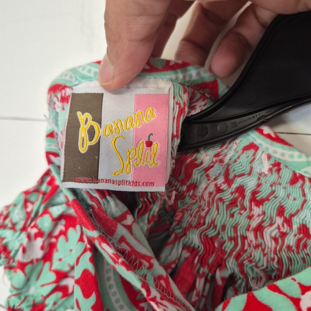 Banana Split Red & Mint Smocked Baby Dress 9M  Red & Mint Christmas/holiday - Picture 5 of 6